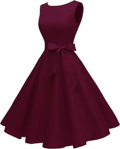 Women'S Boatneck Sleeveless Swing Vintage 1950S Cocktail Dress New