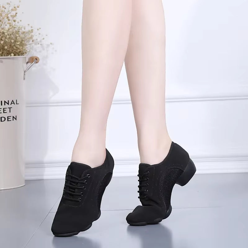 Durable Skidproof Ballroom Dancing Dance Sneakers for Men Women Sport Lightweight Students Girls Boys Training Jazz Street Shoes