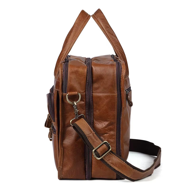 Men Business Travel Men Messenger Bags Genuine Leather Men'S Handbags Male Large A4 Office Leather Shoulder Bag Laptop Bags