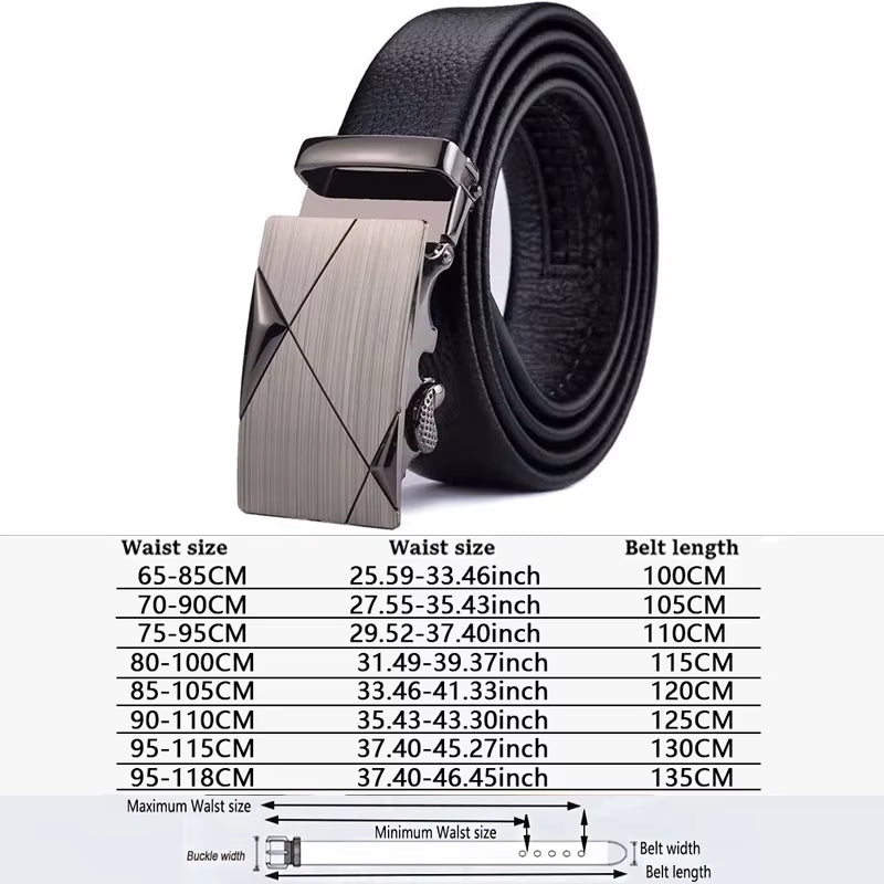 Men Belts Automatic Buckle Belt Genune Leather High Quality Black Male Belts for Men Leather Strap Casual Buises for Jeans