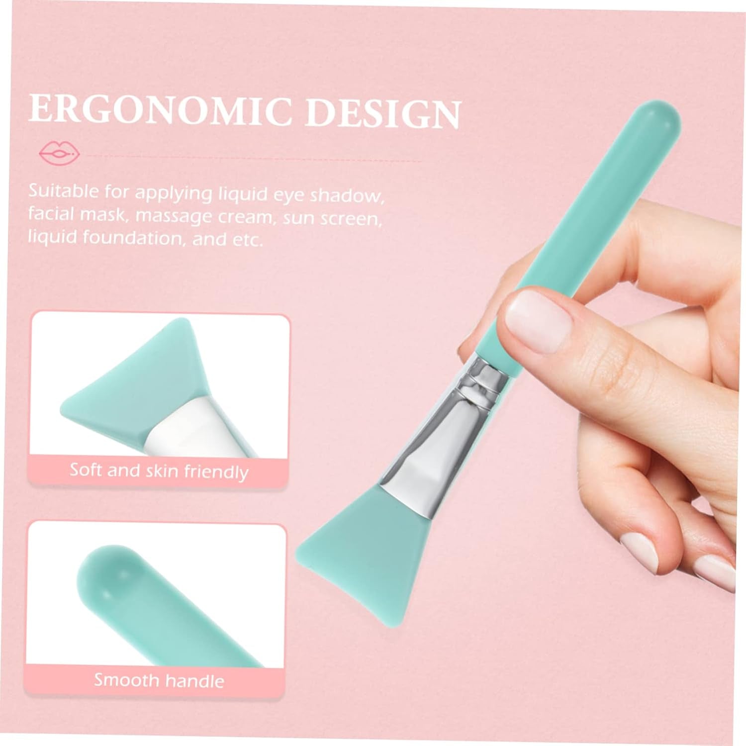 Silicone Makeup Brush Kit 7Pc Set for Foundation Mask Cream Plastic Handle Sturdy Non-Absorbent and Easy To