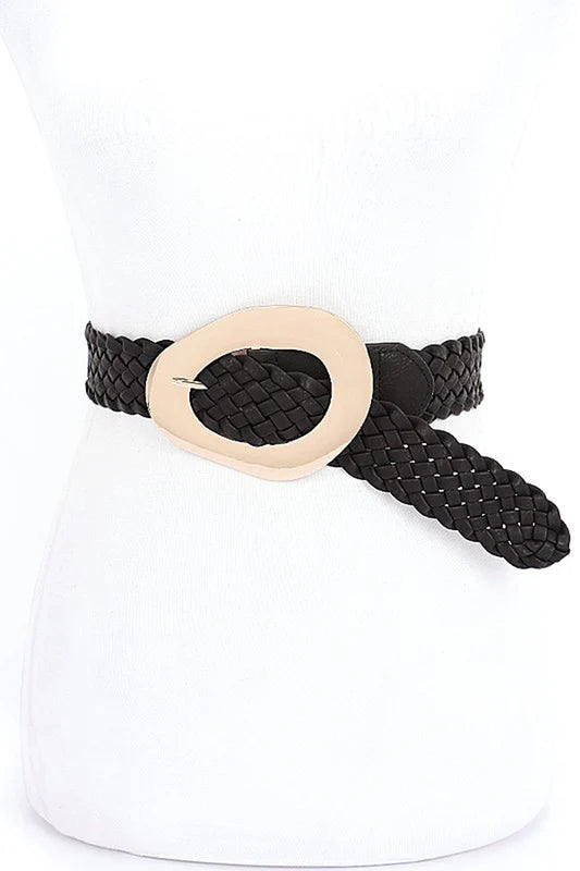 Shiny Buckle Braided Fashion Belt