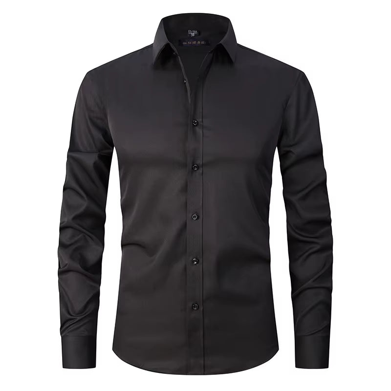 Men'S Purple Bamboo Fiber Dress Shirts Brand Long Sleeve Shirt Solid Slim Fit Casual Formal Non Iron Work Shirt Camisa Masculina