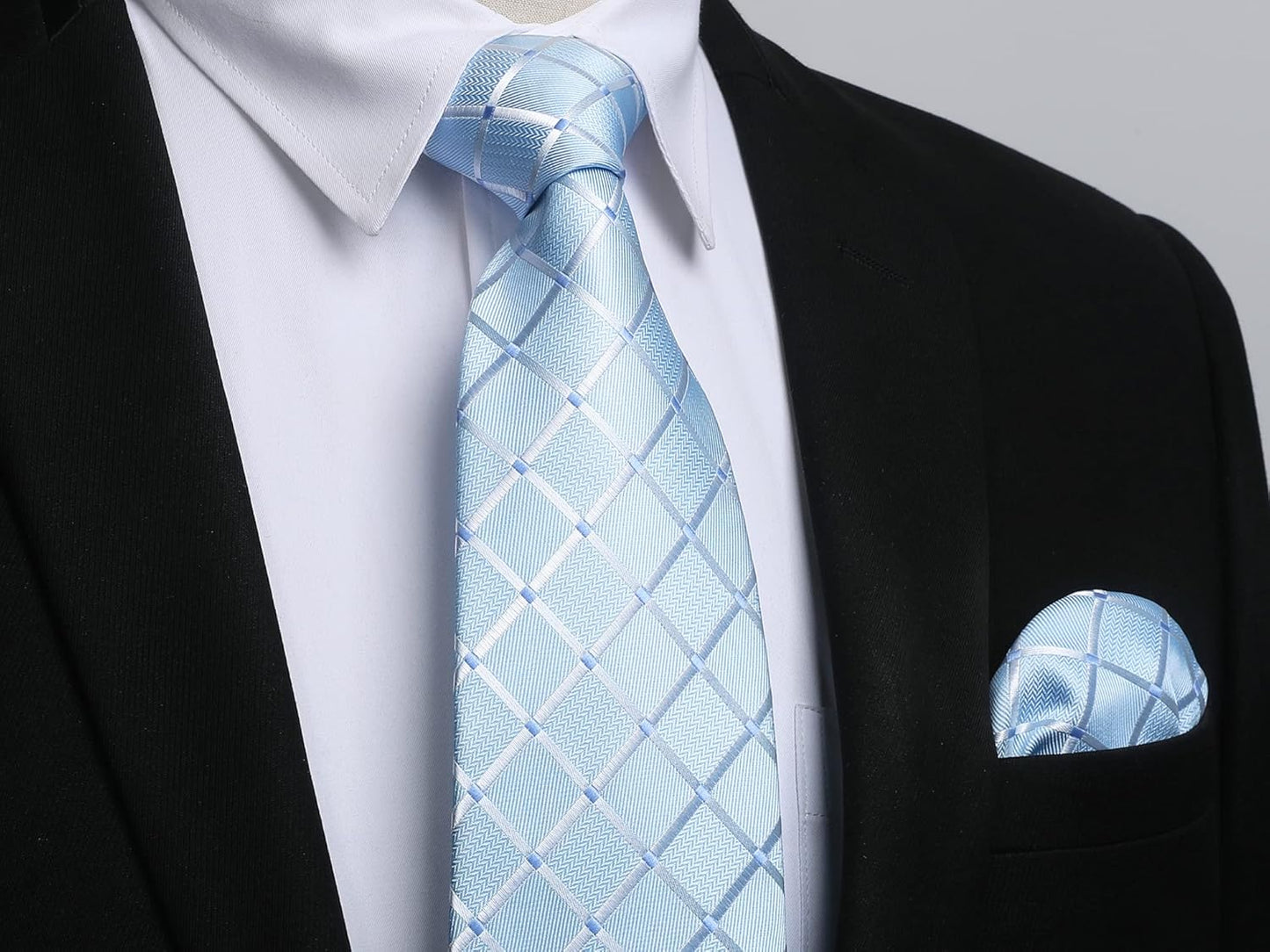Plaid Checkered Tie Handkerchief Woven Classic Formal Men'S Necktie & Pocket Square Set