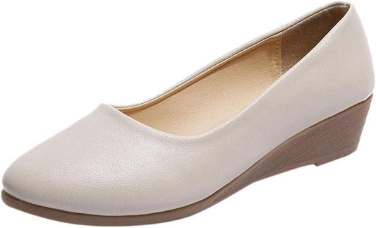 Pumps for Women Women'S Wedge Casual Shoes Work Shoes Heels Pointed Toe Low Heels Office Pumps Beige