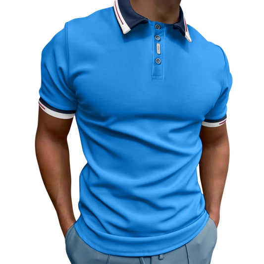 Mens Short Sleeve Polo Shirts Men'S Polo Shirt Casual Knit Short Sleeve Polo T Shirt Classic Fit Shirts(Blue,Xl)