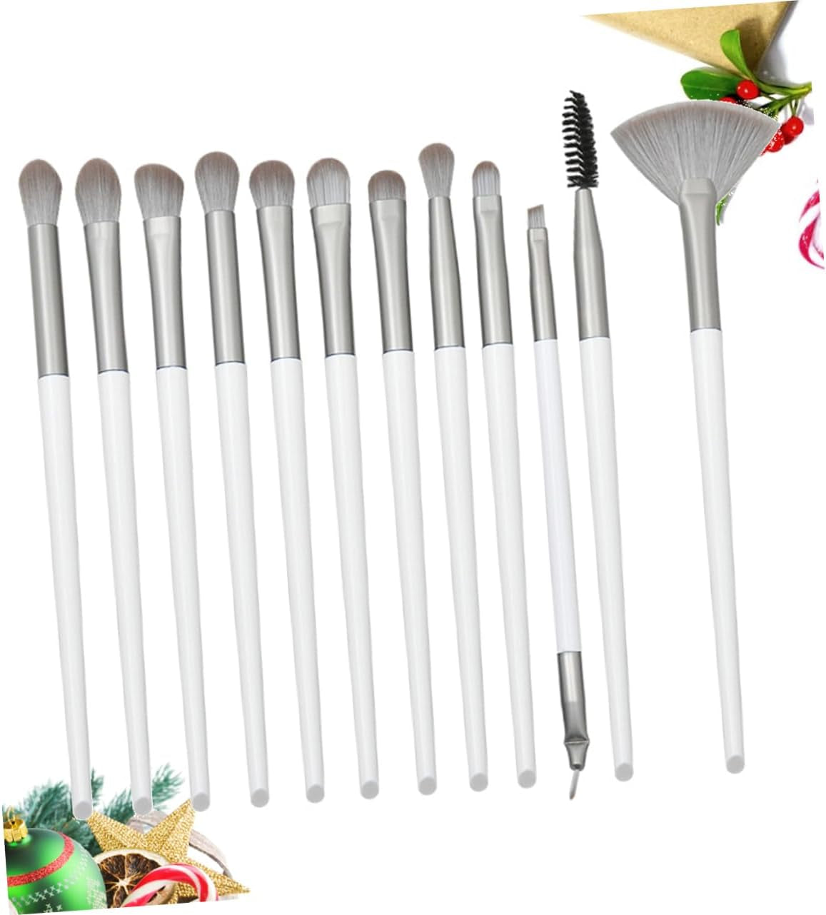Ultra-Dense Rayon Makeup Brush Set 12Pcs Kit Labels White Plastic Handle Foundation Brush for Women Essential Tools for Beautiful Make up Cosmetic Set