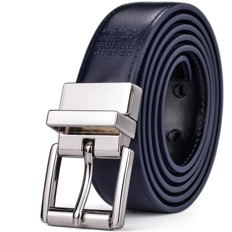 1Pcs Mens Reversible Leather Dress Casual Belts for Men 2.8Cm Wide One Reverse for 2 Colors