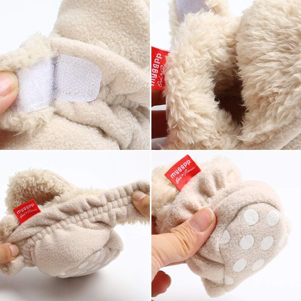 Baby Boy Girl Fleece Booties Newborn Cozy Winter Warm Socks Toddler Non-Slip Soft Sole Crib Shoes…