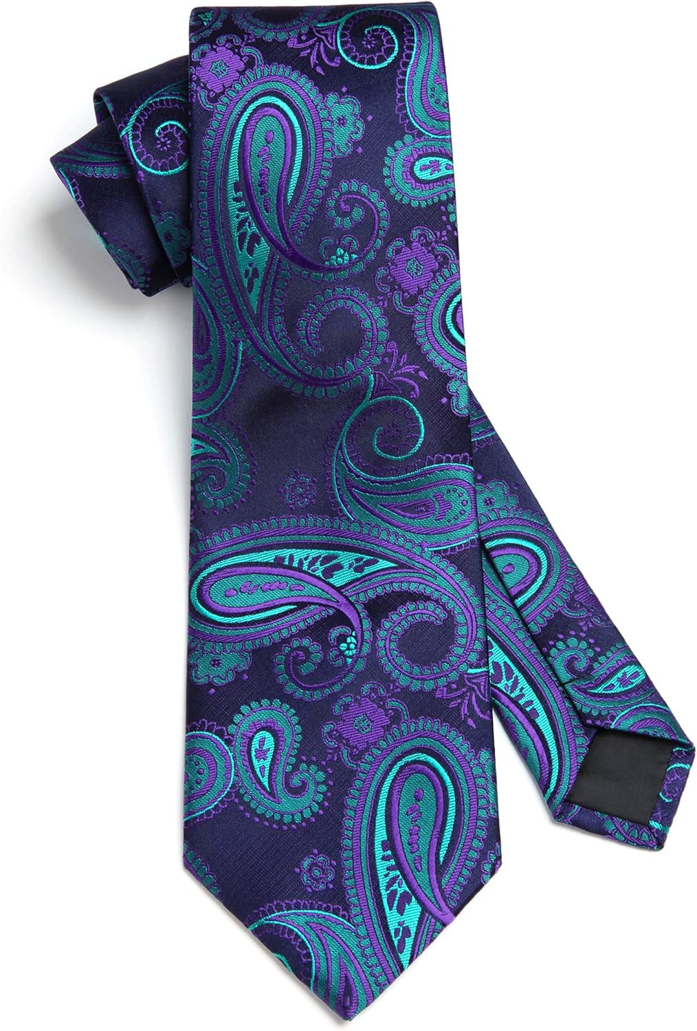 Extra Long Ties for Men Classic Floral Tie and Pocket Square Elegant Silk Necktie Handkerchief Set Wedding Party