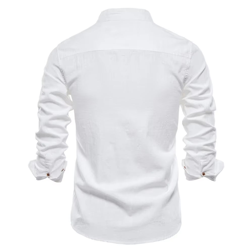 New Spring Cotton Social Shirt Men Solid Color High Quality Long Sleeve Shirt for Men Lapel Casual Social Men'S Shirts