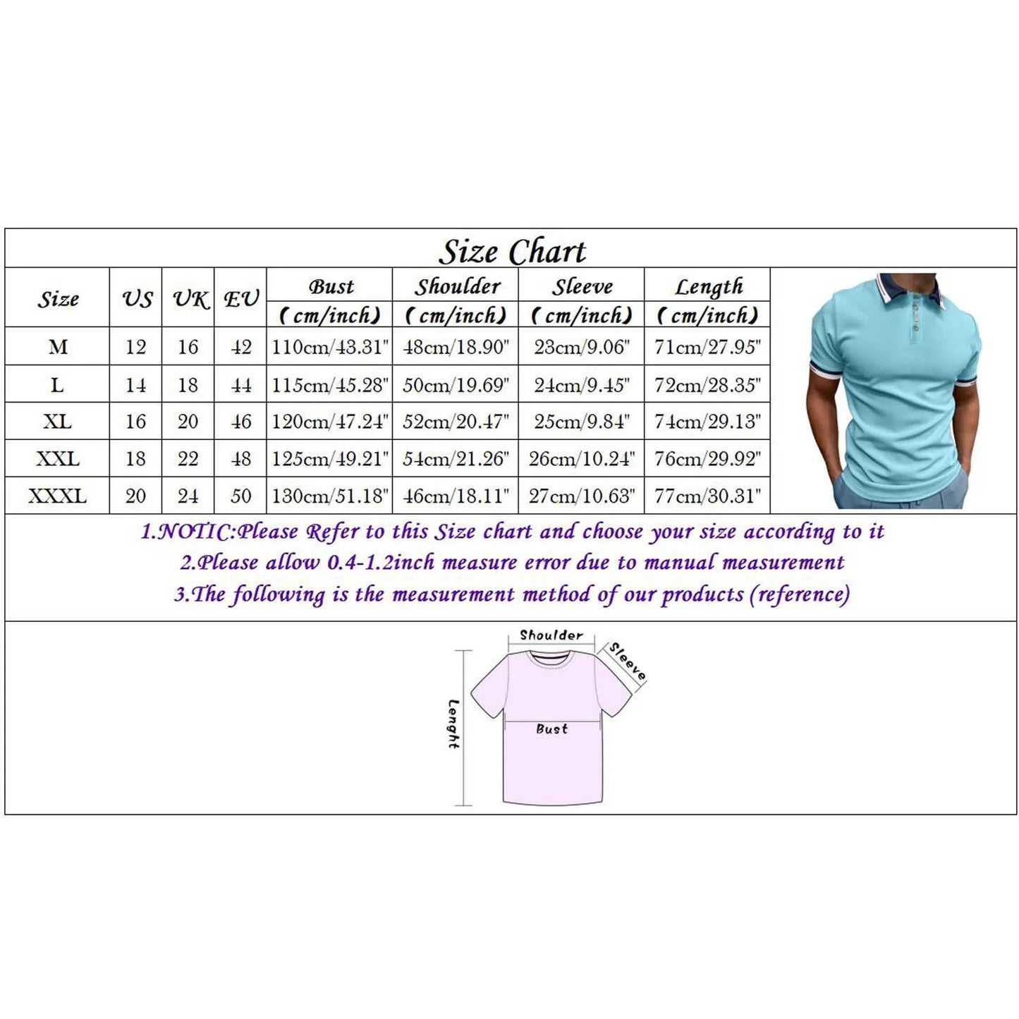 Mens Short Sleeve Polo Shirts Men'S Polo Shirt Casual Knit Short Sleeve Polo T Shirt Classic Fit Shirts(Blue,Xl)