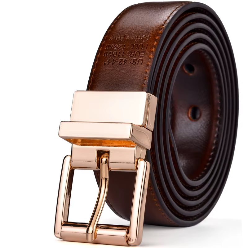 1Pcs Mens Reversible Leather Dress Casual Belts for Men 2.8Cm Wide One Reverse for 2 Colors