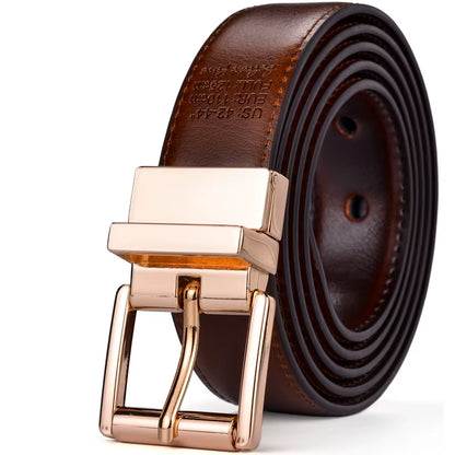 1Pcs Mens Reversible Leather Dress Casual Belts for Men 2.8Cm Wide One Reverse for 2 Colors