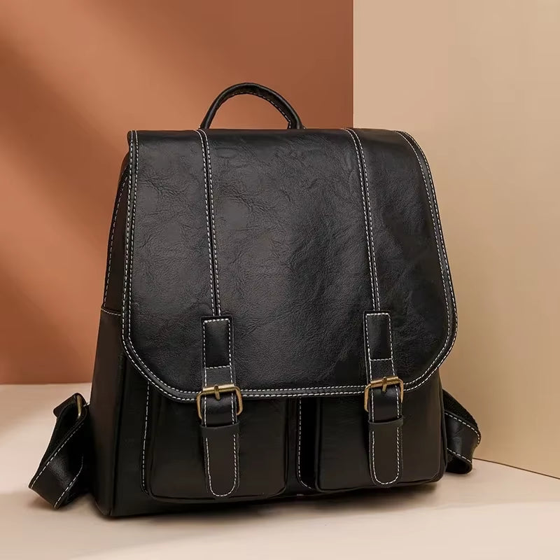 Vintage Women Backpack High Quality Soft Leather Large Capacity Travel Backpacks School Bag for Girls Men Female IPAD Bags
