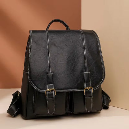 Vintage Women Backpack High Quality Soft Leather Large Capacity Travel Backpacks School Bag for Girls Men Female IPAD Bags
