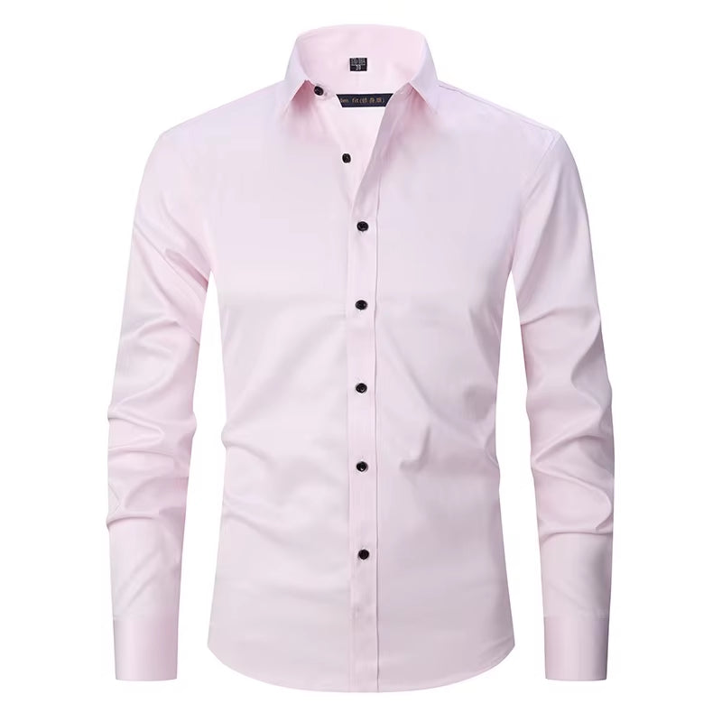 Men'S Purple Bamboo Fiber Dress Shirts Brand Long Sleeve Shirt Solid Slim Fit Casual Formal Non Iron Work Shirt Camisa Masculina