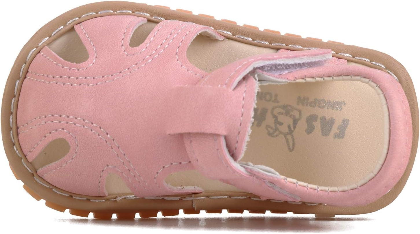Toddler Boys & Girls Squeaky Sandals Closed-Toe Anti-Slip Rubber Sole First Walkers Shoes