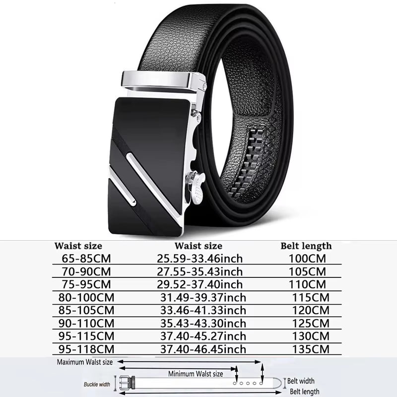 Men Belts Automatic Buckle Belt Genune Leather High Quality Black Male Belts for Men Leather Strap Casual Buises for Jeans