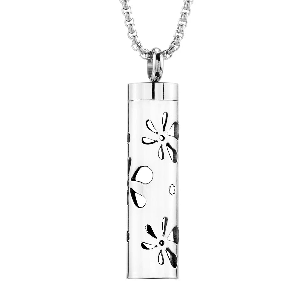 Geometric Style Aromatherapy Essential Oil Pendant Lockets Perfume Storage Diffuser Necklace 316L Stainless Steel Jewelry Gift
