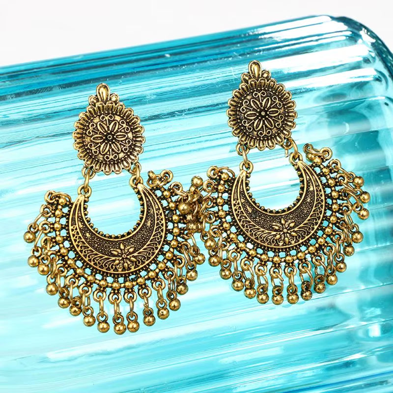 Women Earrings Metal Tassel Jhumka Indian Ethnic Bollywood Dangle Earrings Fashion Jewelry Accessories