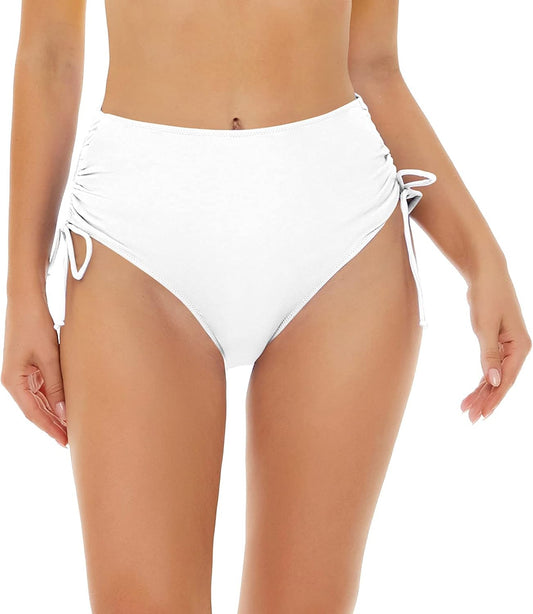 Women'S High Waisted Bikini Bottoms Full Coverage Swimsuit Bathing Suit Bottom Adjustable Tie Side Swim Briefs