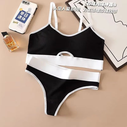 Seamless Bras Sports Bra and Panties Set Women Hollow Out Cotton Underwear U Back Push up Bras Comfort Sexy Lingerie Set