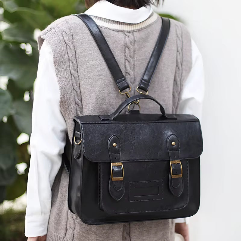 Korean Version Women Backpack 2023 New Multifunction Female Big Tote Bag PU Leather College Style Shoulder Bag Student Schoolbag