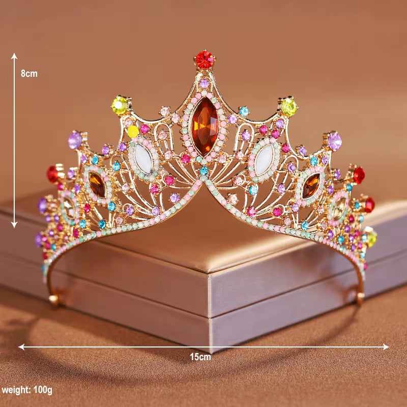 Itacazzo Bridal Headwear Green-Colour Ladies Exquisite Dazzling Party Crown Luxurious Birthday Tiaras