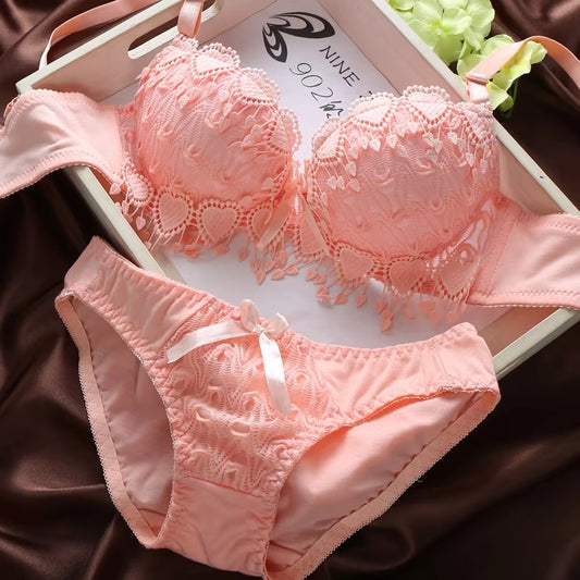 Push up Bra Set Women Underwear Solid Sexy Lingerie Girl Floral Lace Underwear Set Underwire Brassiere Outfit