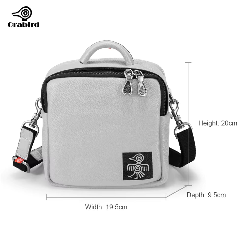 Casual Crossbody Square Bags Ladies Soft Cowhide Genuine Leather Both Sides Zipper Women'S Shoulder Handbags