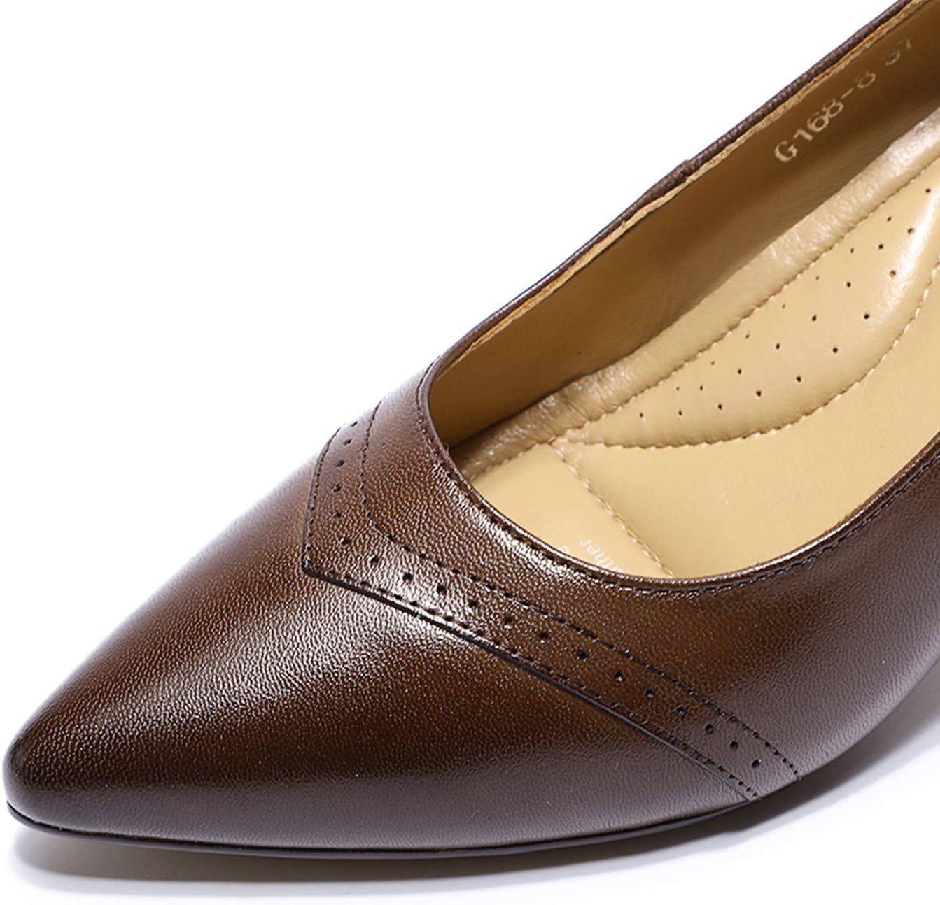Women'S Leather Pointed Toe Dress Pumps Comfort High Heels Office Work Shoes for Ladies