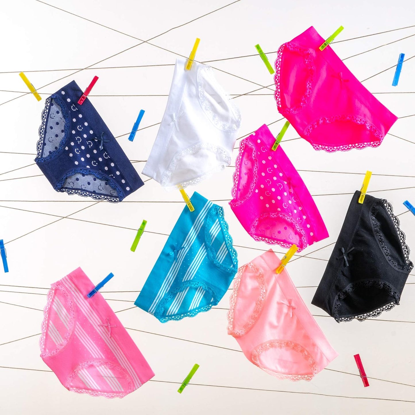 Alyce Intimates Seamless Girls Panties, Pack of 8 | Solids & Prints