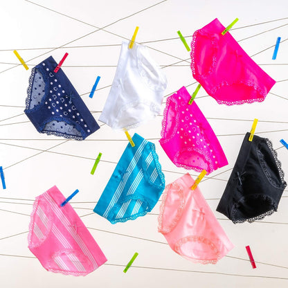 Alyce Intimates Seamless Girls Panties, Pack of 8 | Solids & Prints