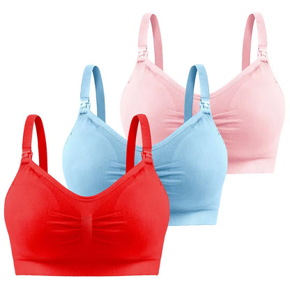 3 Pcs/Pack Breathable Maternity Pregnant Bras Comfort Breastfeeding Sleep Bralette Women Wireless Seamless Nursing Underwear