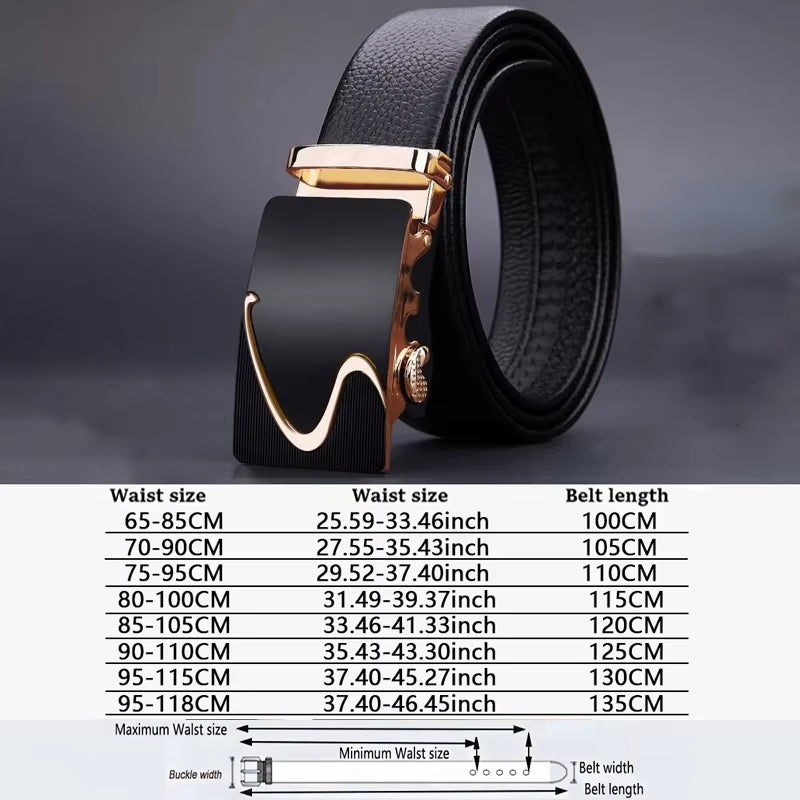 Men Belts Automatic Buckle Belt Genune Leather High Quality Black Male Belts for Men Leather Strap Casual Buises for Jeans