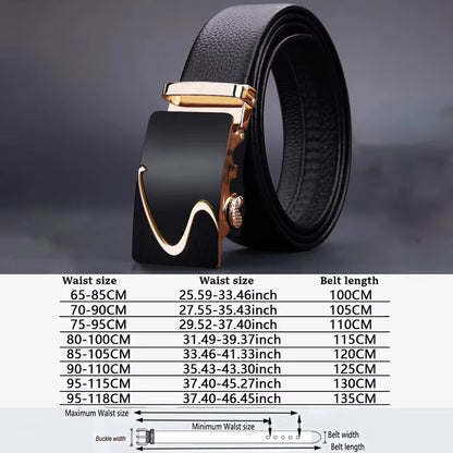 Men Belts Automatic Buckle Belt Genune Leather High Quality Black Male Belts for Men Leather Strap Casual Buises for Jeans