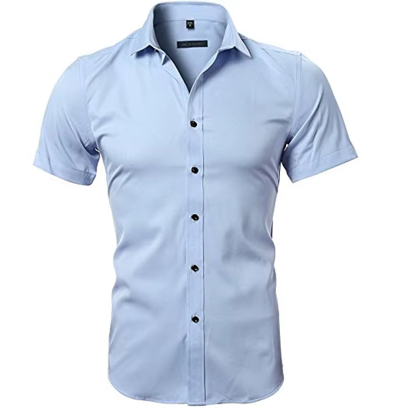 Men'S Purple Bamboo Fiber Dress Shirts Brand Long Sleeve Shirt Solid Slim Fit Casual Formal Non Iron Work Shirt Camisa Masculina