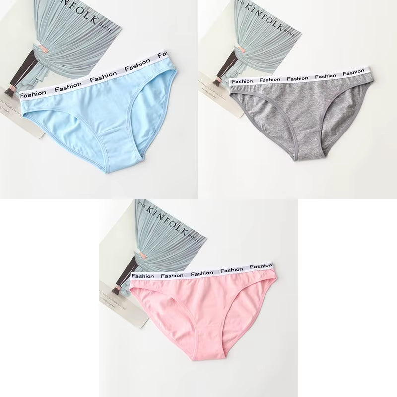 3Pcs Cotton Panties Female Underpants Fashion Women Briefs Underwear Sports plus Size Lingerie Women'S Intimates