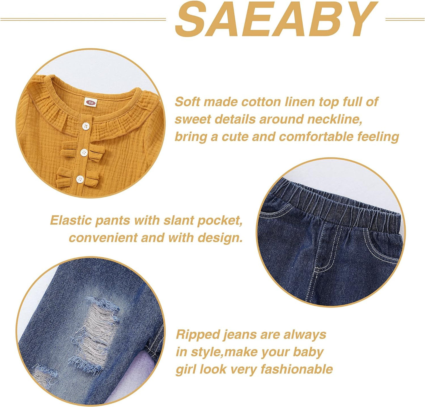 Baby Girl Clothes Toddler Girl Jeans Outfits Ruffle Shirt Denim Pants Girls Clothing Set Fall Winter Outfit