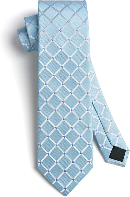 Plaid Checkered Tie Handkerchief Woven Classic Formal Men'S Necktie & Pocket Square Set