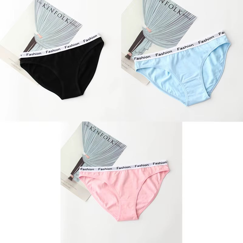 3Pcs Cotton Panties Female Underpants Fashion Women Briefs Underwear Sports plus Size Lingerie Women'S Intimates