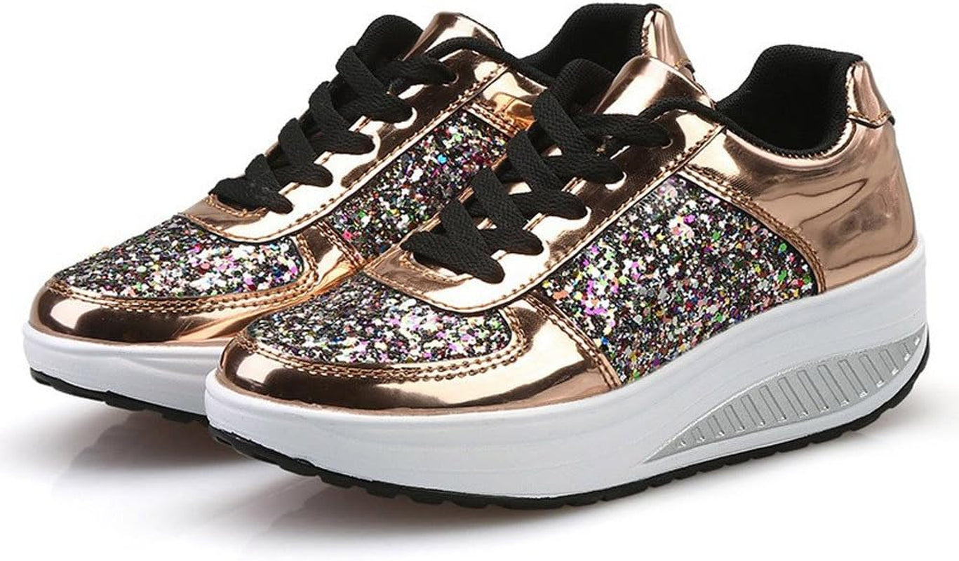 Sneakers for Women Wedges Sneakers Sequins Shake Shoes Fashion Girls Sport Shoes