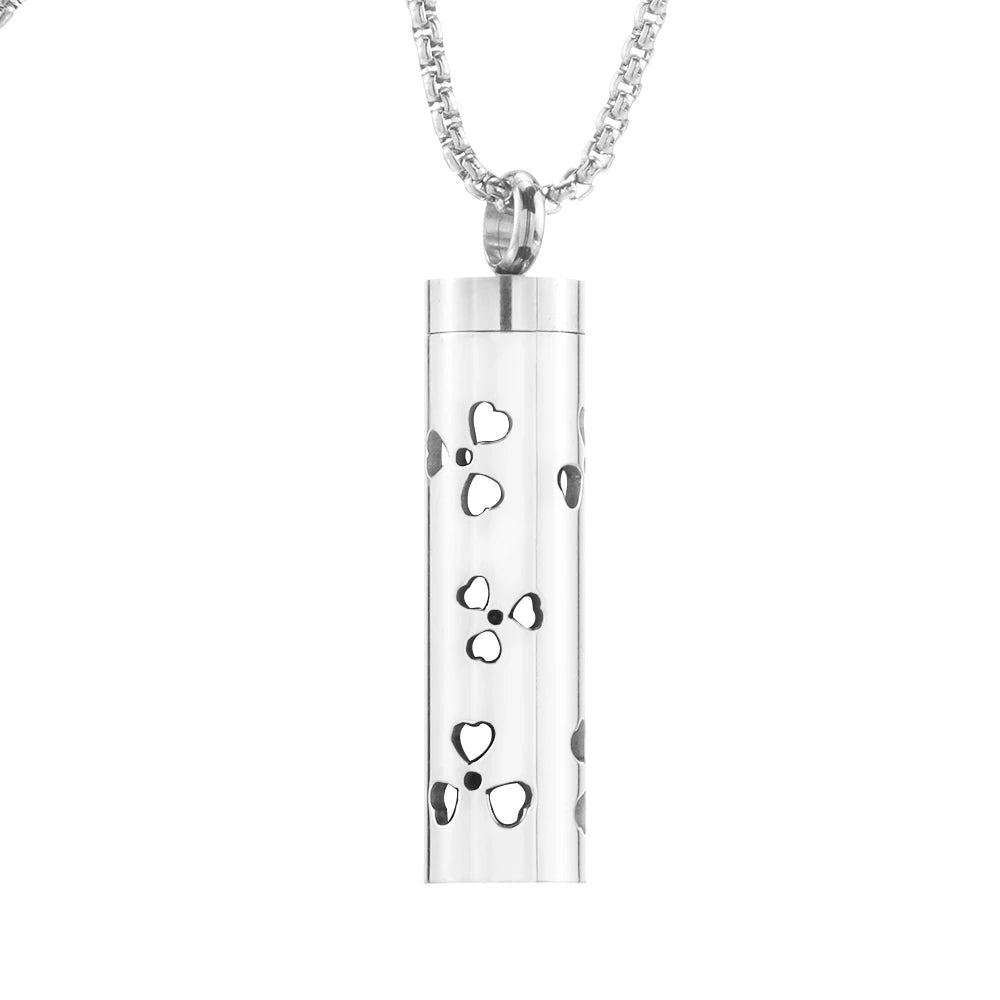 Geometric Style Aromatherapy Essential Oil Pendant Lockets Perfume Storage Diffuser Necklace 316L Stainless Steel Jewelry Gift