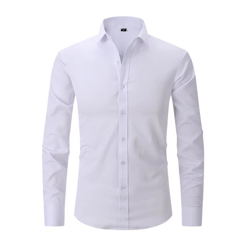Men'S Purple Bamboo Fiber Dress Shirts Brand Long Sleeve Shirt Solid Slim Fit Casual Formal Non Iron Work Shirt Camisa Masculina
