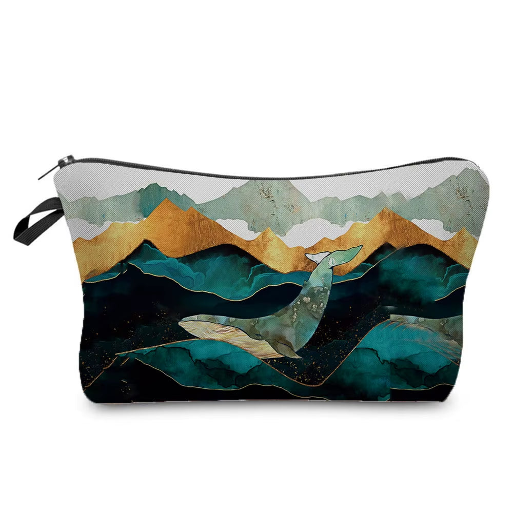 Landscape Painting Makeup Bag Polyester Cosmetic Bag Women'S Necessaire Pouch with Zipper Shaver Kit Bags Luxury Man Travel Bag