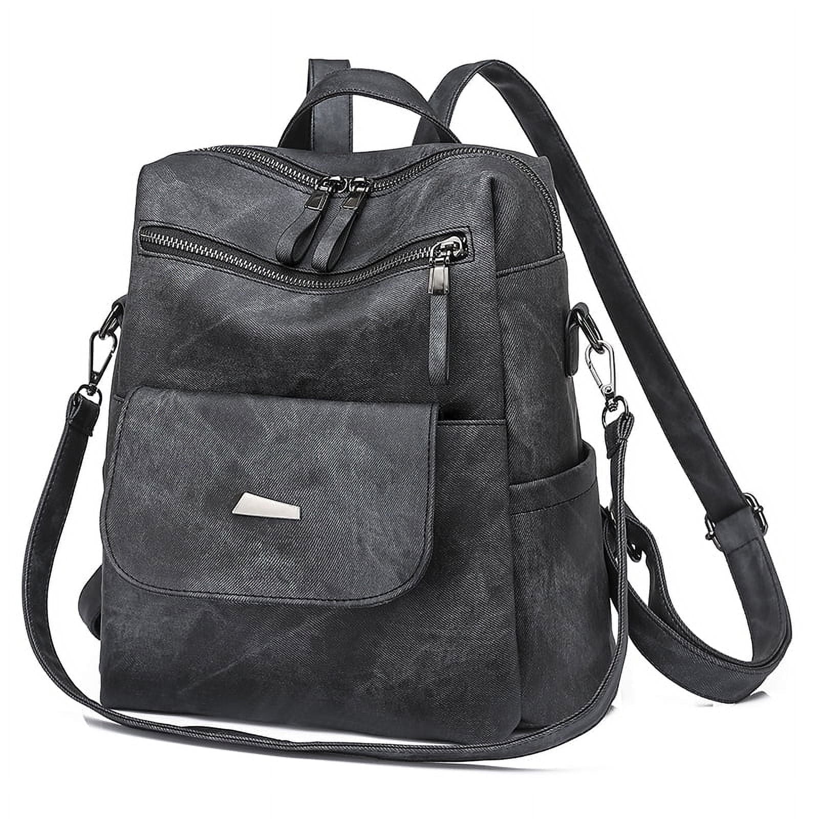 PU Leather Backpack Purse for Women Casual Handbag Ladies Shoulder Bags Black