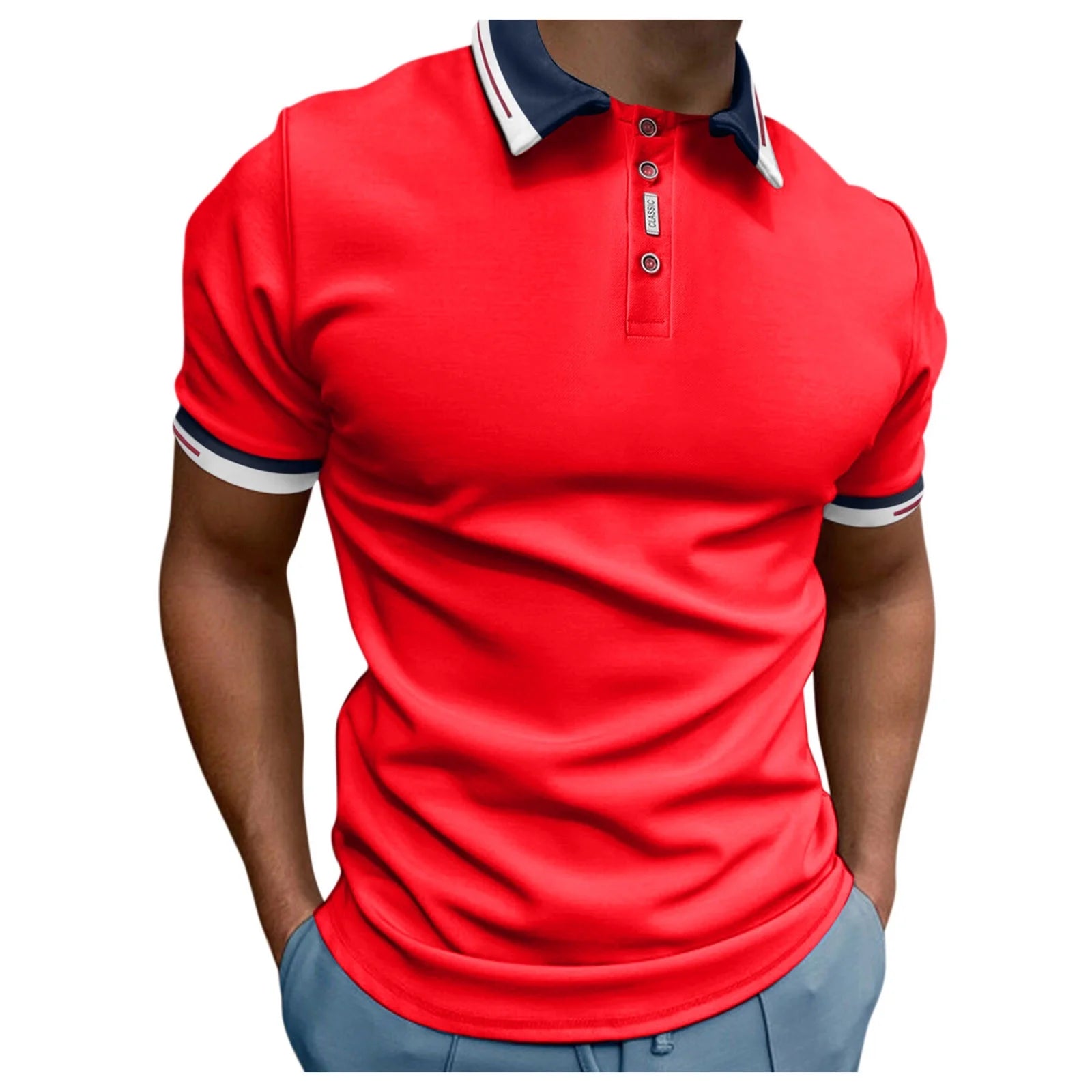 Mens Short Sleeve Polo Shirts Men'S Polo Shirt Casual Knit Short Sleeve Polo T Shirt Classic Fit Shirts(Blue,Xl)
