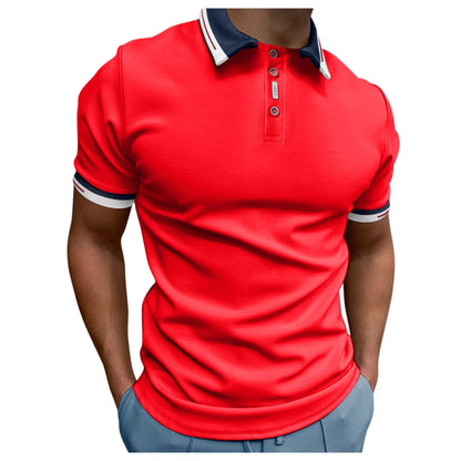 Mens Short Sleeve Polo Shirts Men'S Polo Shirt Casual Knit Short Sleeve Polo T Shirt Classic Fit Shirts(Blue,Xl)