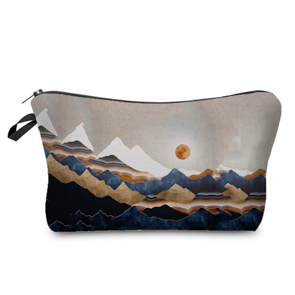 Landscape Painting Makeup Bag Polyester Cosmetic Bag Women'S Necessaire Pouch with Zipper Shaver Kit Bags Luxury Man Travel Bag